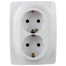 ЭРА Розетка двойная 2X2P+E Schuko, 16A-250В, IP20, Эра12, с/з, белый