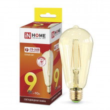 IN HOME лампа LED-ST64-deco gold 9Вт 230В Е27 3000К 1040Лм золотистая