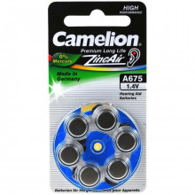 Батарейка Camelion ZA675 BL-6 Mercury Free 1,4 V, 620mAh, для слуховых аппаратов