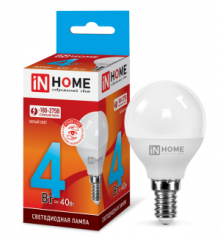 IN HOME Лампа светодиодная LED-ШАР-VC 8Вт 230В Е14 4000К 600Лм
