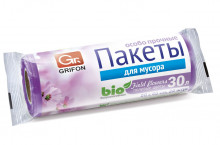 GRIFON пакеты для мусора Bio Полевые цветы особо прочные 30л (50 х 60см, 12мкм) ПНД, 20штук в рулоне