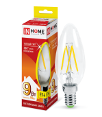 IN HOME лампа LED-C37 9Вт 230В Е14 3000К 810Лм (нить)