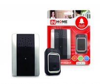 IN HOME Звонок беспроводной ЗБ-10, 25 мелодий, 150м цифр. код. с кнопкой IP44 СЕРЕБРЯНО-ЧЕРНЫЙ