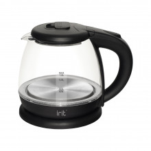 Чайник электрический IRIT IR-1111 авт/откл. защита от перегр, 1л. 1500 Вт. стеклян с подсвет, черный
