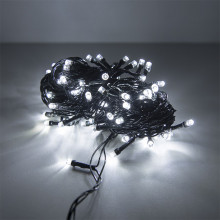 Гирлянда светодиодная рисовая RL-110W, 10м, 100 LED, хол.белый, темно-зел. шнур 0,7м, контроллер
