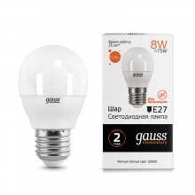 Лампа GAUSS LED Elementary Globe 8W E27 2700K