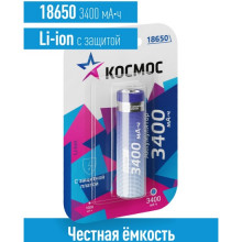 Аккумулятор Космос 18650 Li-ion 3400 mAh с защитой
