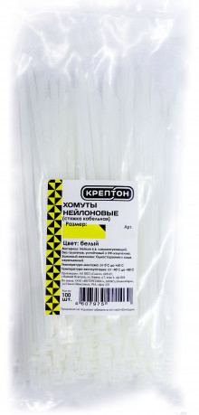 КРЕПТОН хомут нейлоновый 3,6х150 мм, белый (100шт./упак.)