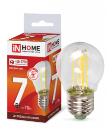 IN HOME лампа LED-P45 7Вт 230В Е27 6500К 630Лм (нить)
