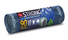 GRIFON пакеты для мусора STRONG, двухслойные с завязками, 90 л, 10 шт в рулоне, 20 мкм /22/1