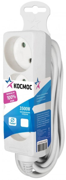 Удлинитель КОСМОС 5м, ПВС 2х1, 3 гнезда, 16А