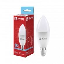 IN HOME Лампа светодиодная LED-СВЕЧА-VC 18Вт 230В E14 6500K 1620Лм