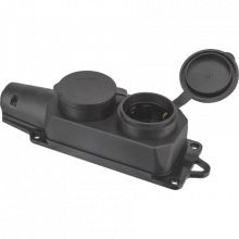 NAVIGATOR розетка 61 371 NCA 16A, IP44, 2гн. с/з, каучук черная