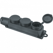 NAVIGATOR розетка 61 372 NCA 16A, IP44, 3гн. с/з, каучук черная