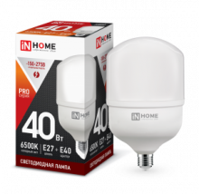 IN HOME Лампа светодиодная LED-HP-PRO 40Вт 230В Е27 с адаптером E40 6500К 3600Лм